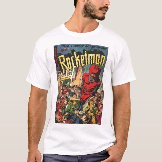 Goldenes Alters-Comic-Kunst - Rocketman T-Shirt (Vorderseite)