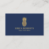 Goldenes Ananas Logo Elegant Navy Blue Visitenkarte (Vorderseite)