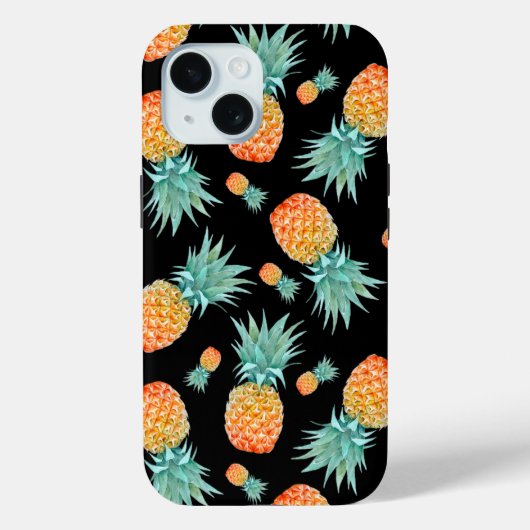Goldenes Ananas-Muster auf schwarz | Custom Case-Mate iPhone Hülle (Rückseite)