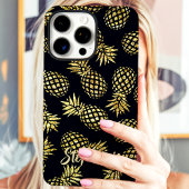 Goldenes Ananas-Muster mit individuellem Namen Case-Mate iPhone Hülle