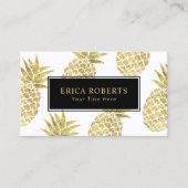 Goldenes Ananas Muster Modernes tropisches Visitenkarte (Vorderseite)