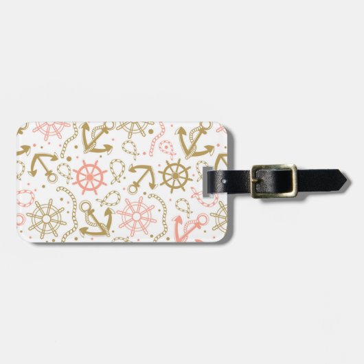 Goldenes Anker-Muster Gepäckanhänger (Vorderseite horizontal)