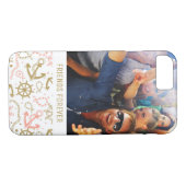 Goldenes Anker-Muster | Ihr Foto u. Text Case-Mate iPhone Hülle (Rückseite (Horizontal))