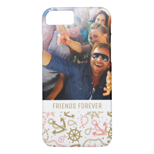 Goldenes Anker-Muster | Ihr Foto u. Text Case-Mate iPhone Hülle (Rückseite)