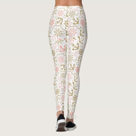 Goldenes Anker-Muster Leggings (Rückseite)