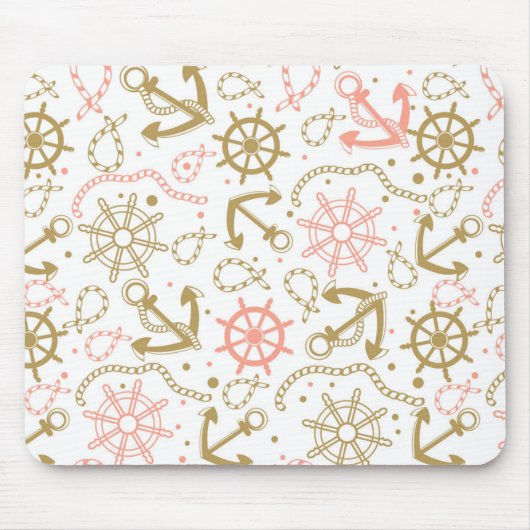 Goldenes Anker-Muster Mousepad (Vorne)