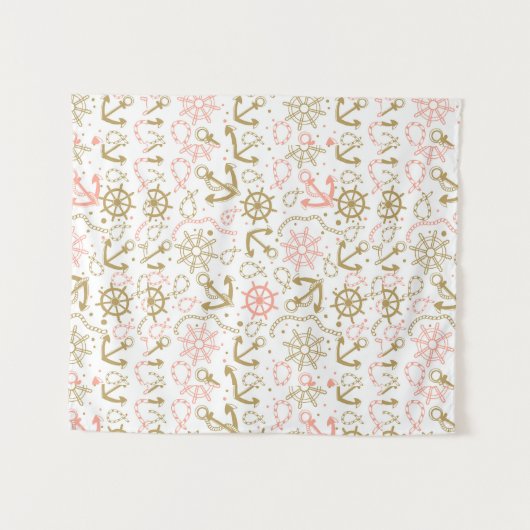 Goldenes Anker-Muster Wandteppich (Vorderseite (Horizontal))