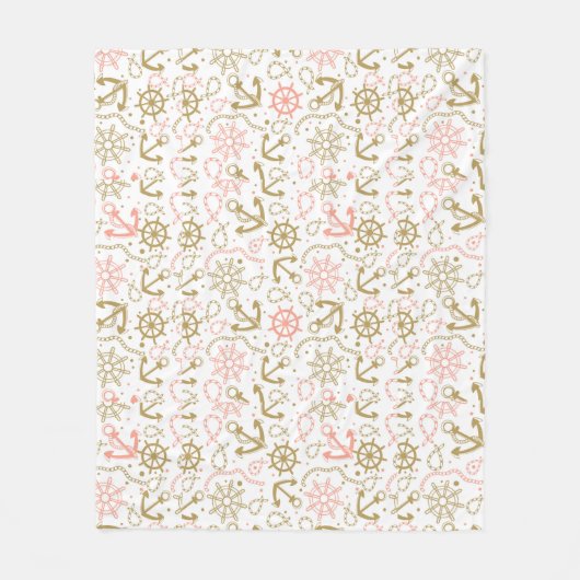 Goldenes Ankermuster Fleecedecke (Vorderseite)