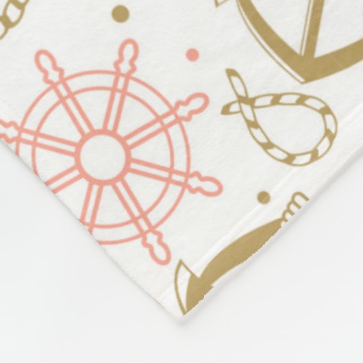 Goldenes Ankermuster Fleecedecke (Ecke)