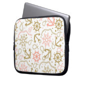 Goldenes Ankermuster Laptopschutzhülle (Vorderseite Links)