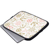 Goldenes Ankermuster Laptopschutzhülle (Vorne Knopf)