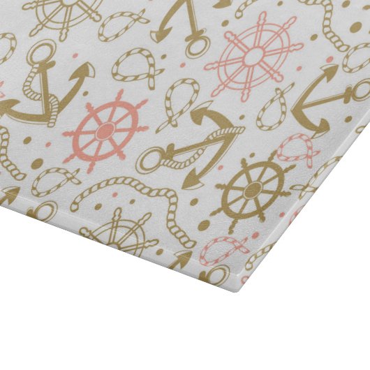 Goldenes Ankermuster Schneidebrett (Ecke)