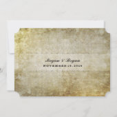 Goldenes antikes Ticket Hochzeitsfeier Einladung (Rückseite)