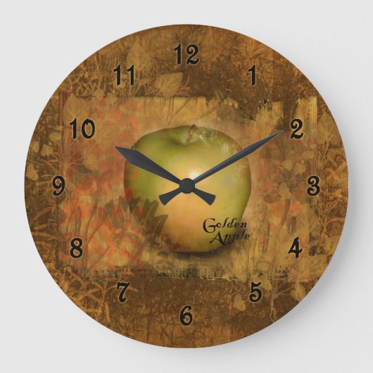 Goldenes Apple botanisch Große Wanduhr (Vorderseite)