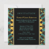 Goldenes Aquamarines New Age Bohemisches Abendesse Einladung (Rückseite)