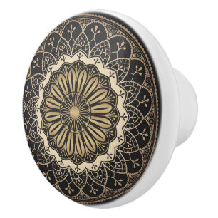 Goldenes Arabesken-Mandala-Muster  Keramikknauf