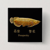 Goldenes Arowana Wohlstands-Button Button (Vorderseite)