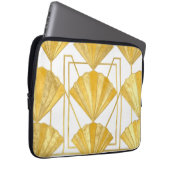 Goldenes Art Deco Fächer-Muster Laptopschutzhülle (Vorne Rechts)