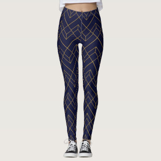 Goldenes Art Deco Geometrisches Muster Leggings