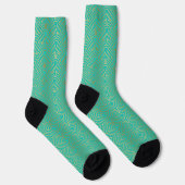 Goldenes Art-Deco-Muster auf blau-grün Socken (Rechts)