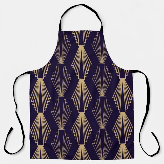 Goldenes Art Deco-Muster. Nahtloser dunkelblauer H Schürze (Vorderseite)