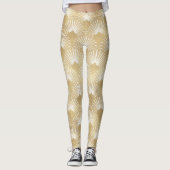 Goldenes Art-Deko geometrisches Muster Leggings (Vorderseite)