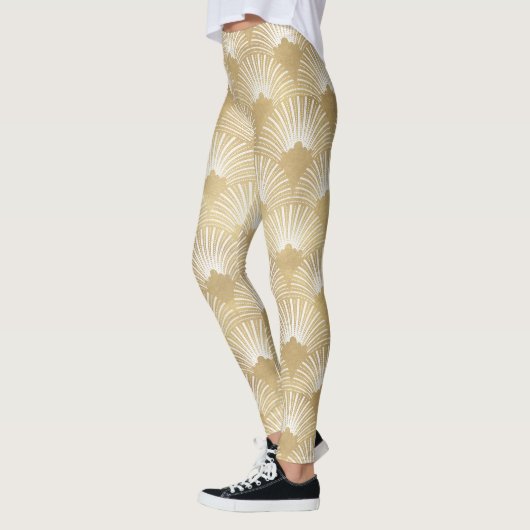 Goldenes Art-Deko geometrisches Muster Leggings (Links)