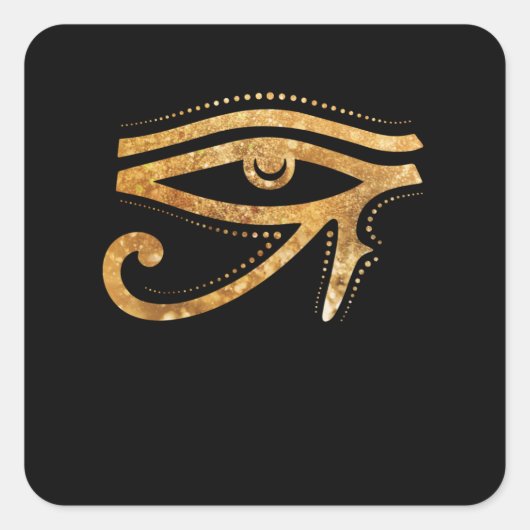 Goldenes Auge des Ägyptischen Hieroglyph Quadratischer Aufkleber (Vorderseite)
