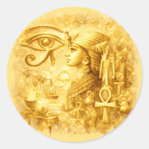 Goldenes Auge des Horus Pharaonische ägyptische Ku Runder Aufkleber