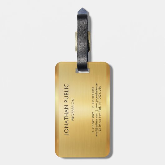 Goldenes Aussehen Moderner Eleganter Mit Monogramm Gepäckanhänger (Rückseite vertikal)