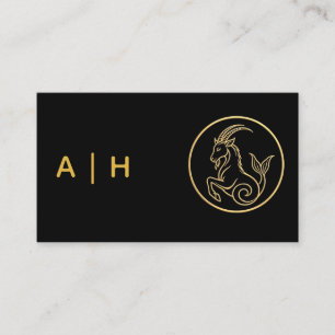 Goldenes Aussehen - Steinbock -Monogramm schwarz Visitenkarte