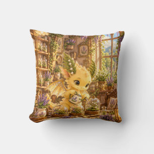 Goldenes Baby-Drachen-Botanik-Nursery Kissen