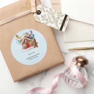Goldenes Baby Shower im Zeichen des Lebkuchenhäusc Runder Aufkleber