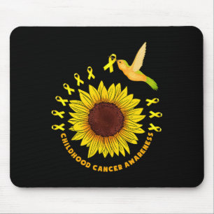 Goldenes Band Blumen Vogel Unterstützt Kinderkrebs Mousepad
