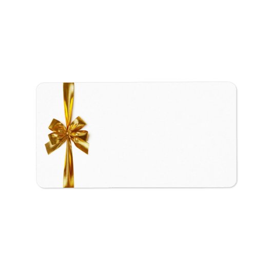 Goldenes Band mit Bow im weißen Hintergrund Adressaufkleber (Vorne)