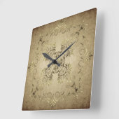 Goldenes Barock auf Schmutzhintergrund Quadratische Wanduhr (Winkel)