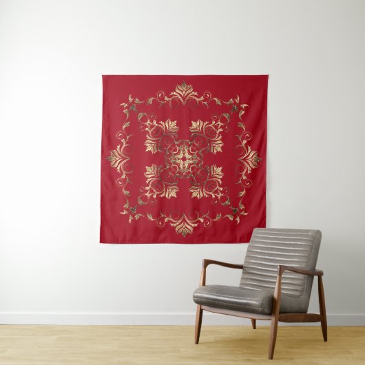 Goldenes Barock auf Schmutzhintergrund Wandteppich (Beispiel (Horizontal))