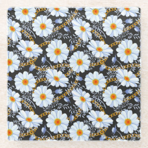 Goldenes Barock: Blumenkettentextur Glasuntersetzer