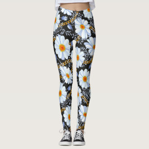 Goldenes Barock: Blumenkettentextur Leggings
