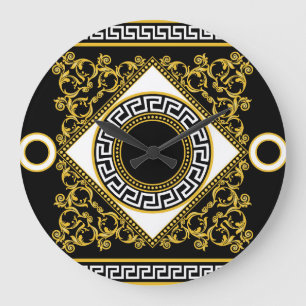 Goldenes Barock: Griechische schwarze Grenze Große Wanduhr