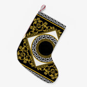 Goldenes Barock: Griechische schwarze Grenze Kleiner Weihnachtsstrumpf (Vorderansicht (hängend))