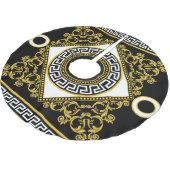 Goldenes Barock: Griechische schwarze Grenze Polyester Weihnachtsbaumdecke (Schrägansicht)
