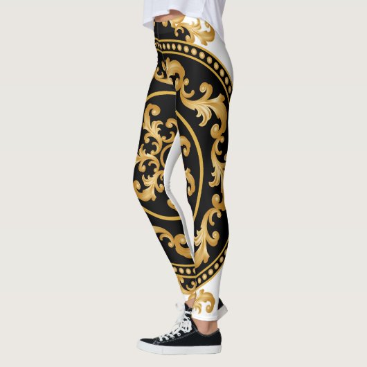Goldenes Barock, Ketten, schwarze Dekoration Leggings (Links)