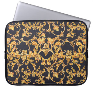 Goldenes Barock, Muster mit Blättern. Laptopschutzhülle
