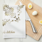 Goldenes Barock. Name Geschirrtuch (Viertel Falte)