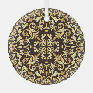 Goldenes Barock-Schwarz nahtloses Muster Ornament Aus Glas