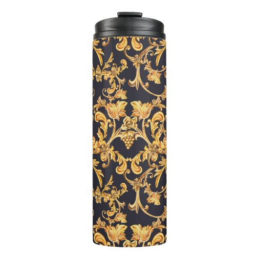 Goldenes Barock, Scroll Verlasse Muster. Thermosbecher (Vorderseite)