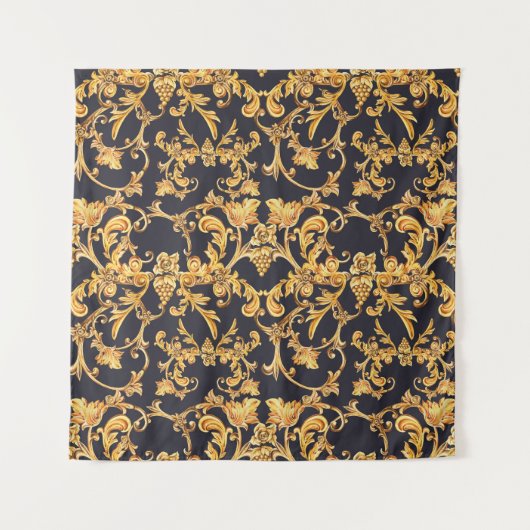 Goldenes Barock, Scroll Verlasse Muster. Wandteppich (Vorderseite)