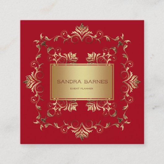 Goldenes Barock. Text Quadratische Visitenkarte (Vorderseite)