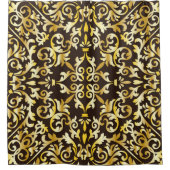 Goldenes barockes nahtloses Muster auf schwarzem H Duschvorhang (Vorderseite)